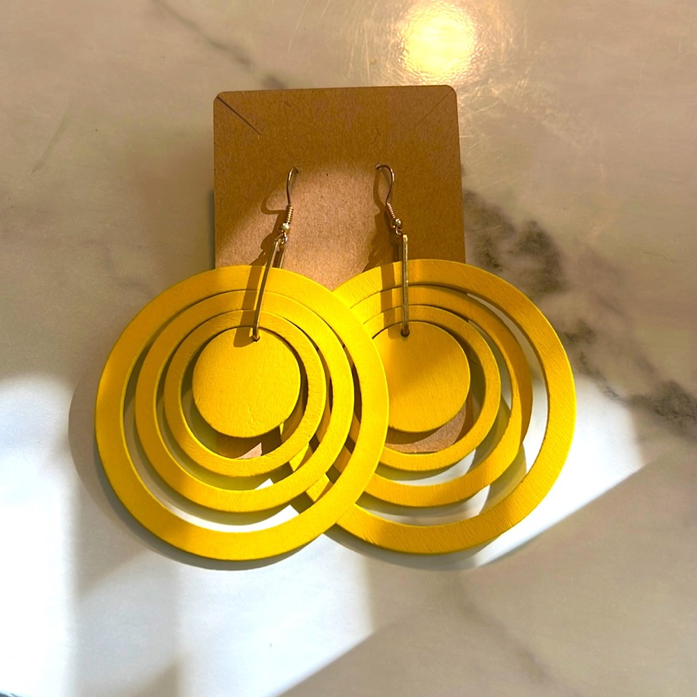 Yellow Circular Earrings